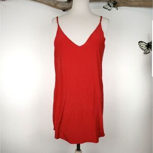 Rory Beca deep orange strappy silk mini dress